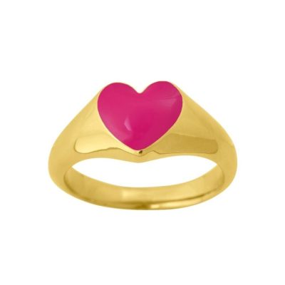 Ringar Edblad  | Signet Ring Heart Fuchsia Gold